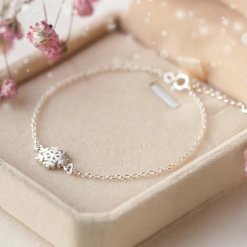 925 Sterling Silber Frosted Snowflake Einfache Für Frauen Kette