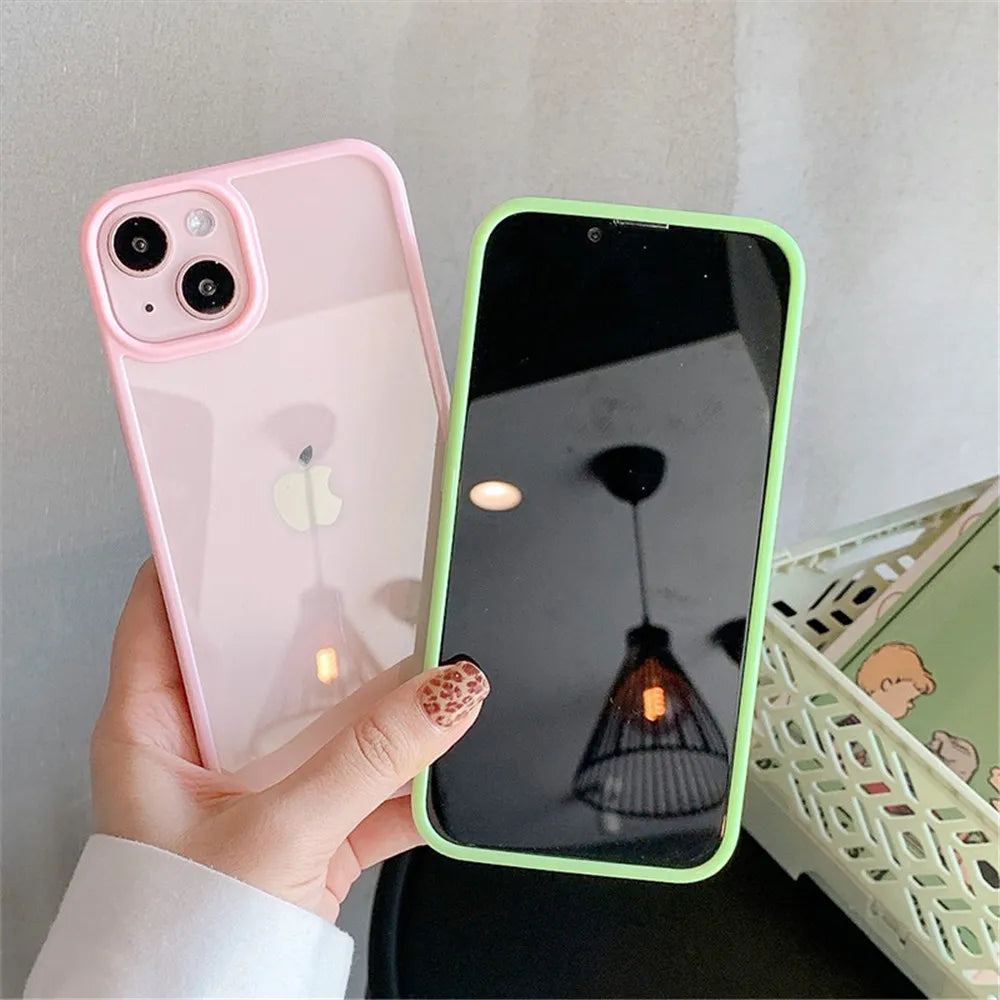 Custodia antiurto in silicone Candy per iPhone 15 14 11 12 13 Pro Max X XS XR 8 7 Plus Cover posteriore trasparente