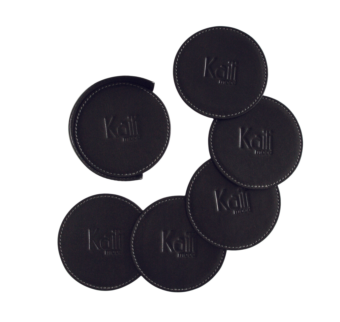K0007AB | 6-teiliges Untersetzer-Set aus vollnarbigem Echtleder,