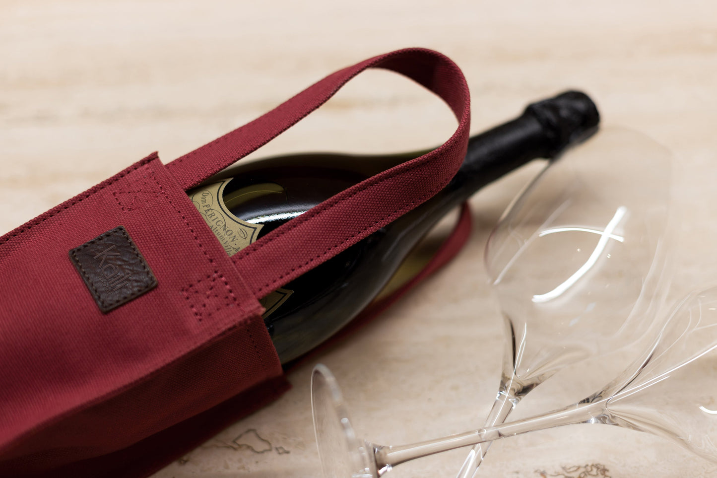 K0016XB| Borsa Porta Bottiglia Luxury in Canvas/ Vera Pelle piena