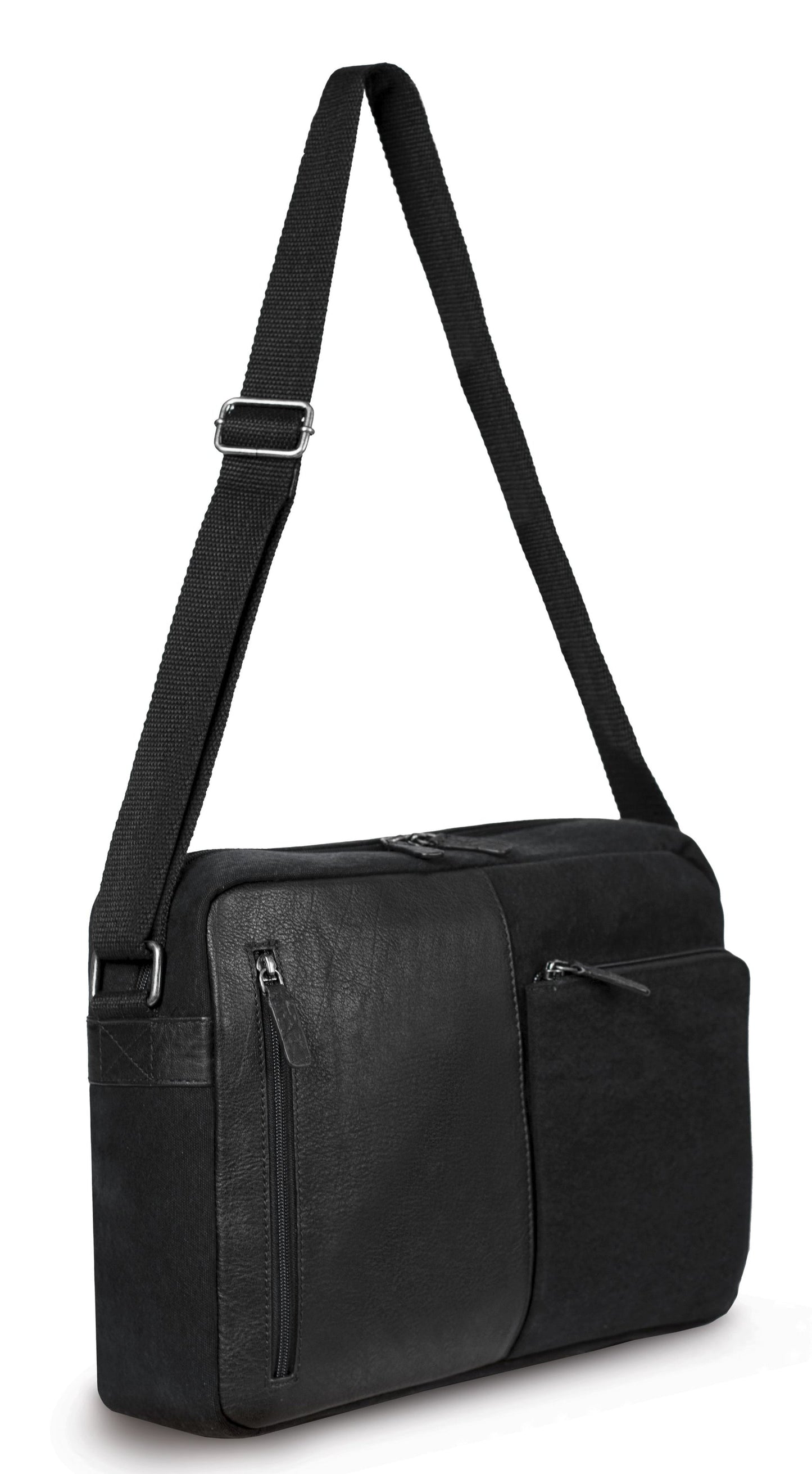K0022AB | Messenger aus Canvas/Echtleder, Vollnarbenleder, Volant -