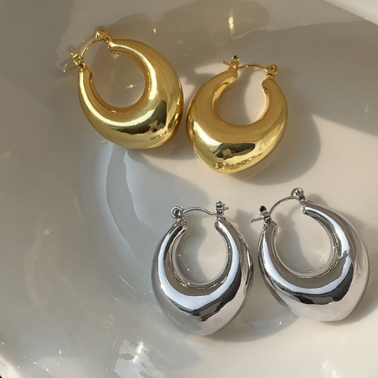 Schlichte U-förmige Ohrringe für Damen aus Edelstahl und Silber
