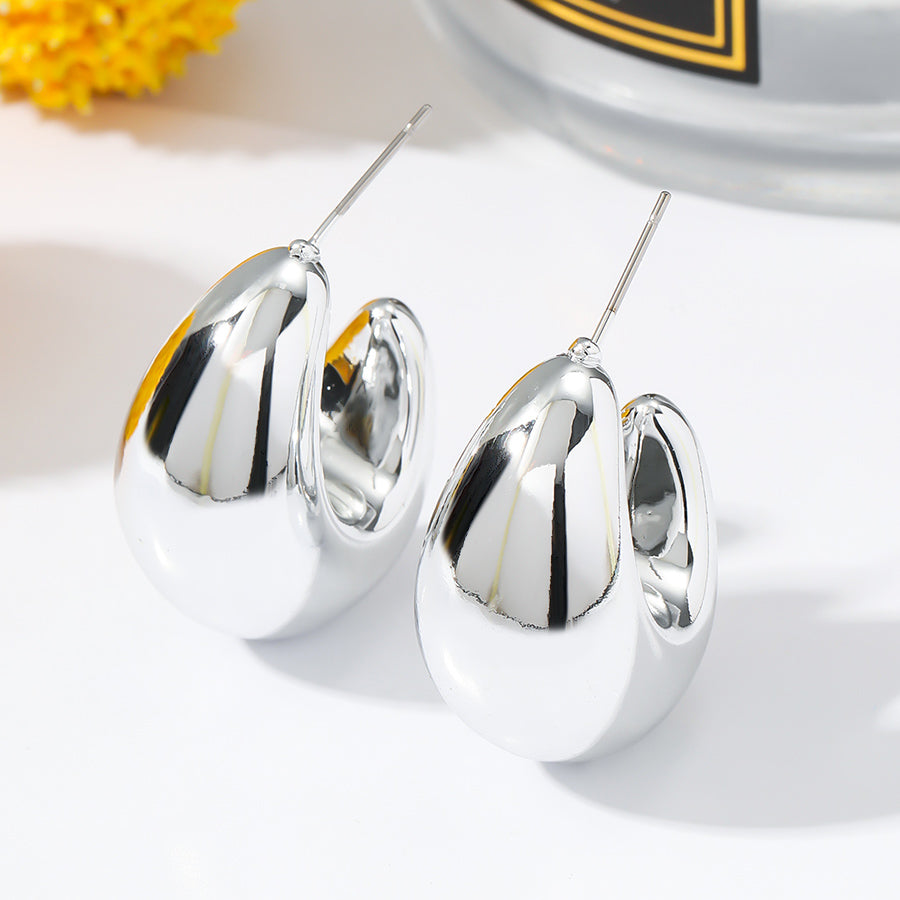 Schicke Mond-Wassertropfen-Ohrringe für Damen aus Edelstahl und Silber