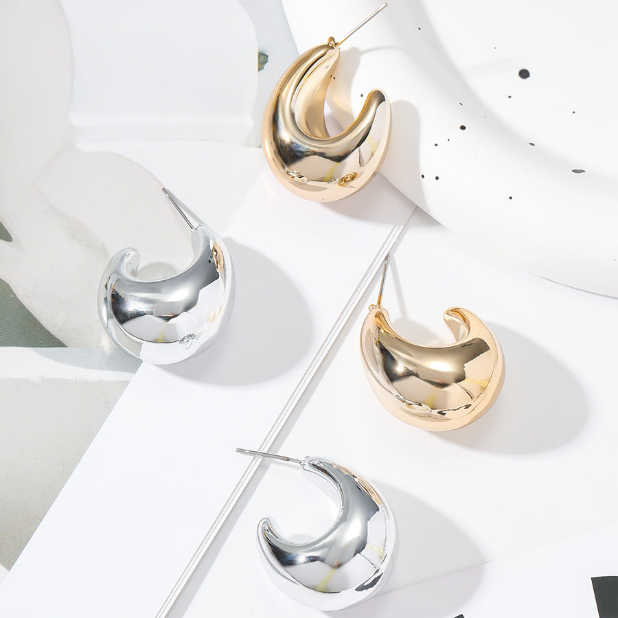 Schicke Mond-Wassertropfen-Ohrringe für Damen aus Edelstahl und Silber