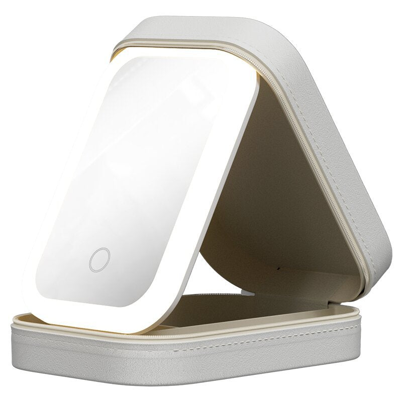 Aufbewahrungsbox für Schmuck und Make-up mit Touch-LED-Lichtspiegel