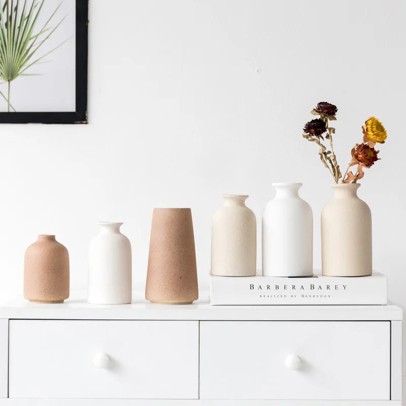 CAPIRON Piccolo vaso da fiori in ceramica, stile nordico, mini, moderno, arte, tavolo, soggiorno, cucina, decorazione, accessori, fiori secchi