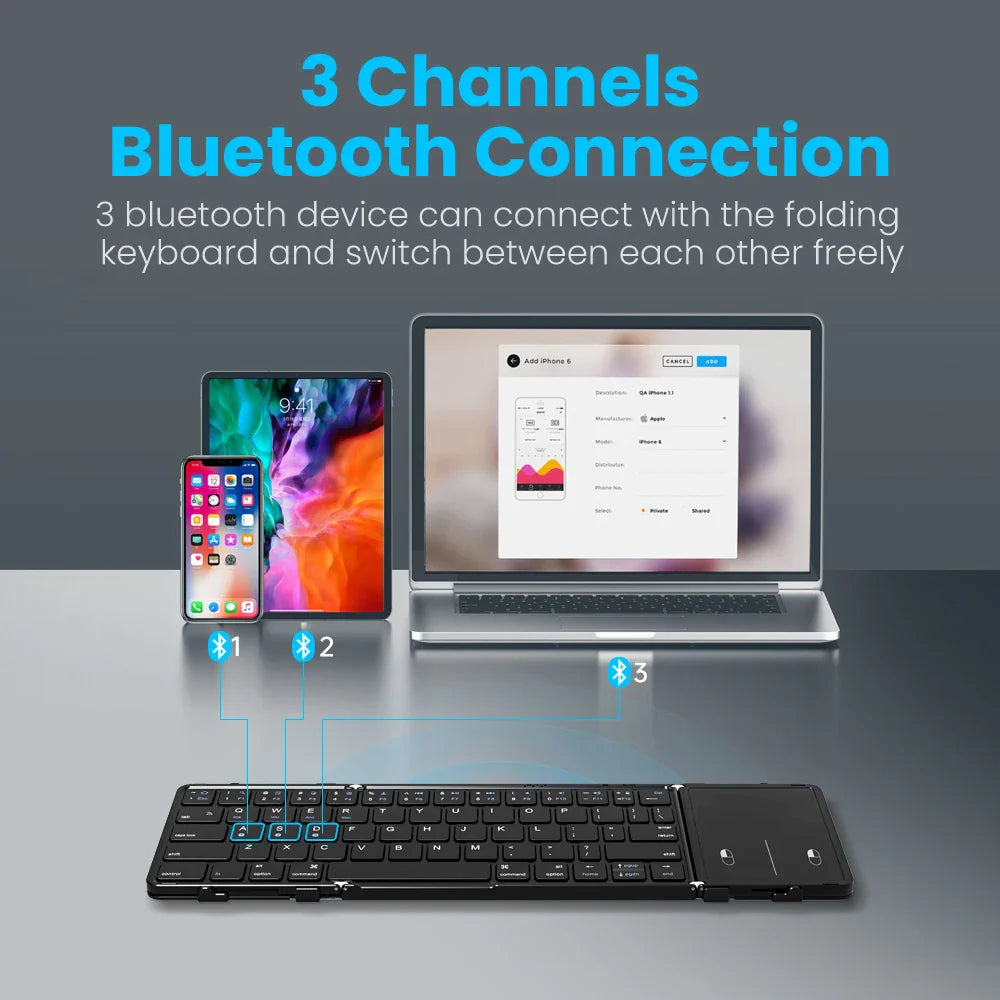Tastiera pieghevole Bluetooth con touchpad