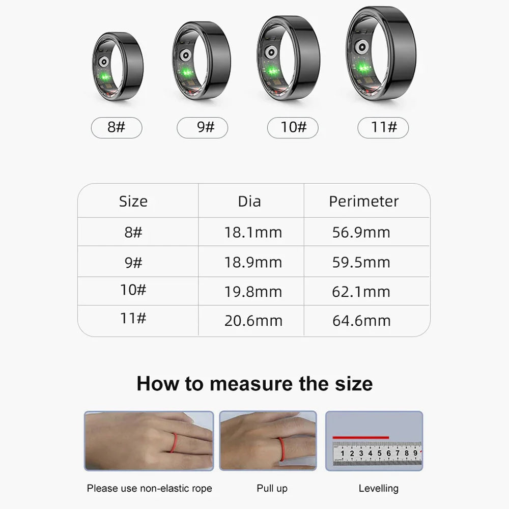 C-R2 Smart Ring con scocca in acciaio al titanio, IP68 e 3 ATM impermeabile, monitoraggio della salute e modalità multi-sport