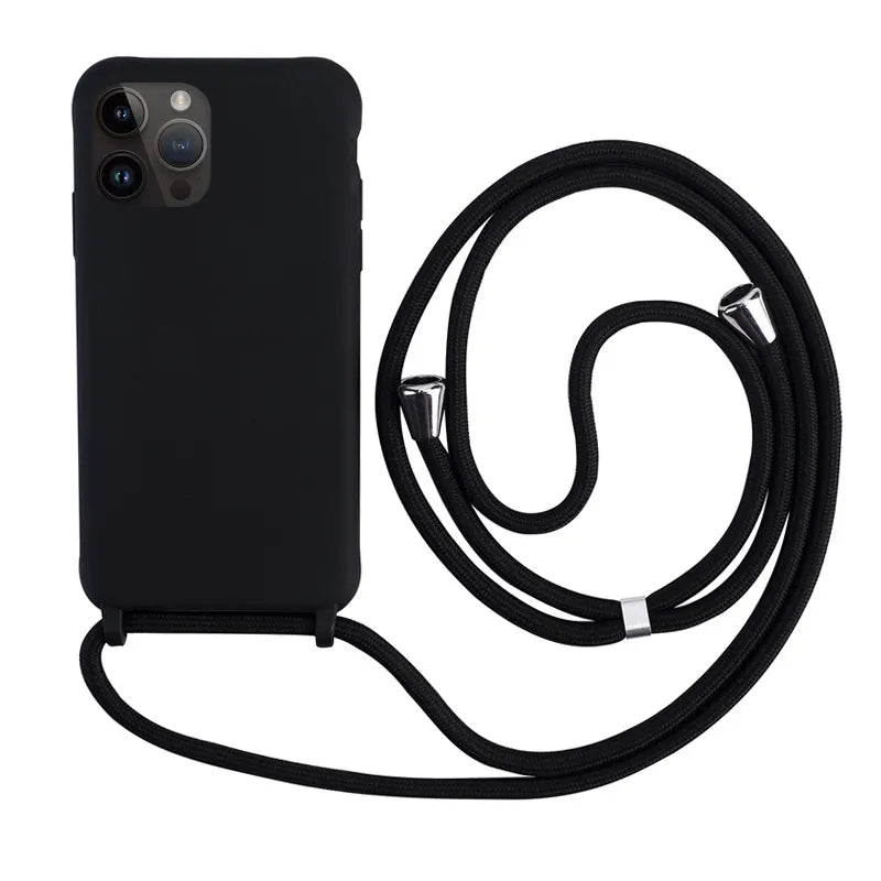 Custodia per telefono con cordino e collana a tracolla per iPhone 15 14 Plus 13 12 Mini 11 Pro XS Max XR X Cover posteriore in morbido silicone TPU
