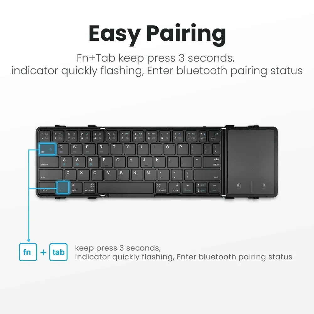 Tastiera pieghevole Bluetooth con touchpad