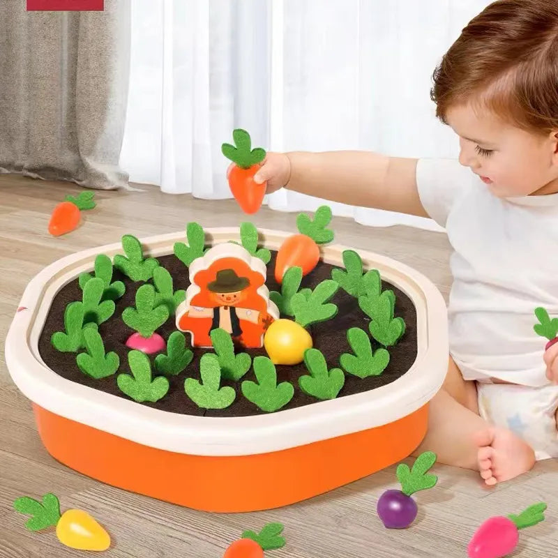 Set di giocattoli Montessori per la scoperta del conteggio delle carote da tirare per bambini