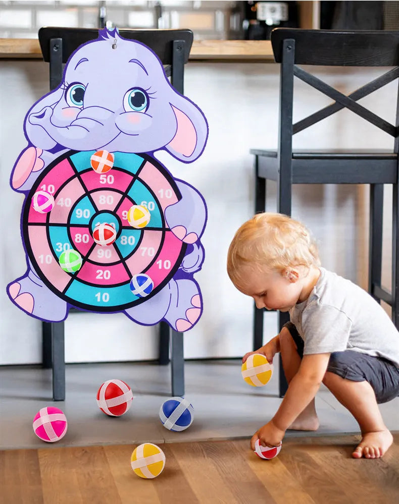 Bersaglio sportivo Montessori con fionda e palla adesiva per freccette per bambini