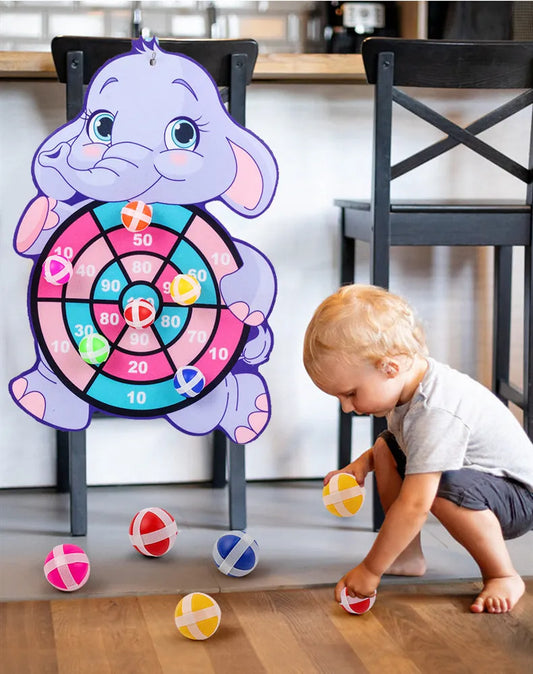 Bersaglio sportivo Montessori con fionda e palla adesiva per freccette per bambini