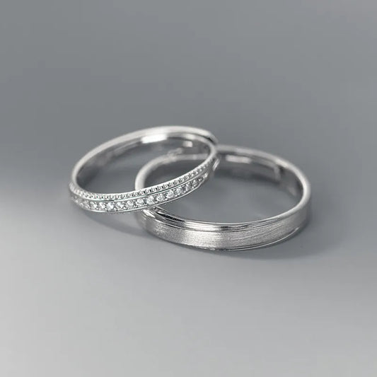 Anello di coppia di amanti alla moda in argento sterling 925, satinato, per donna