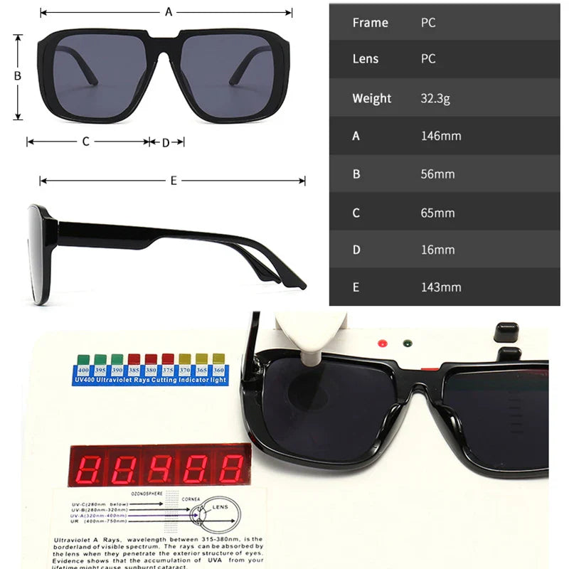 Retro Square One Piece Sonnenbrille Spiegelschirme
