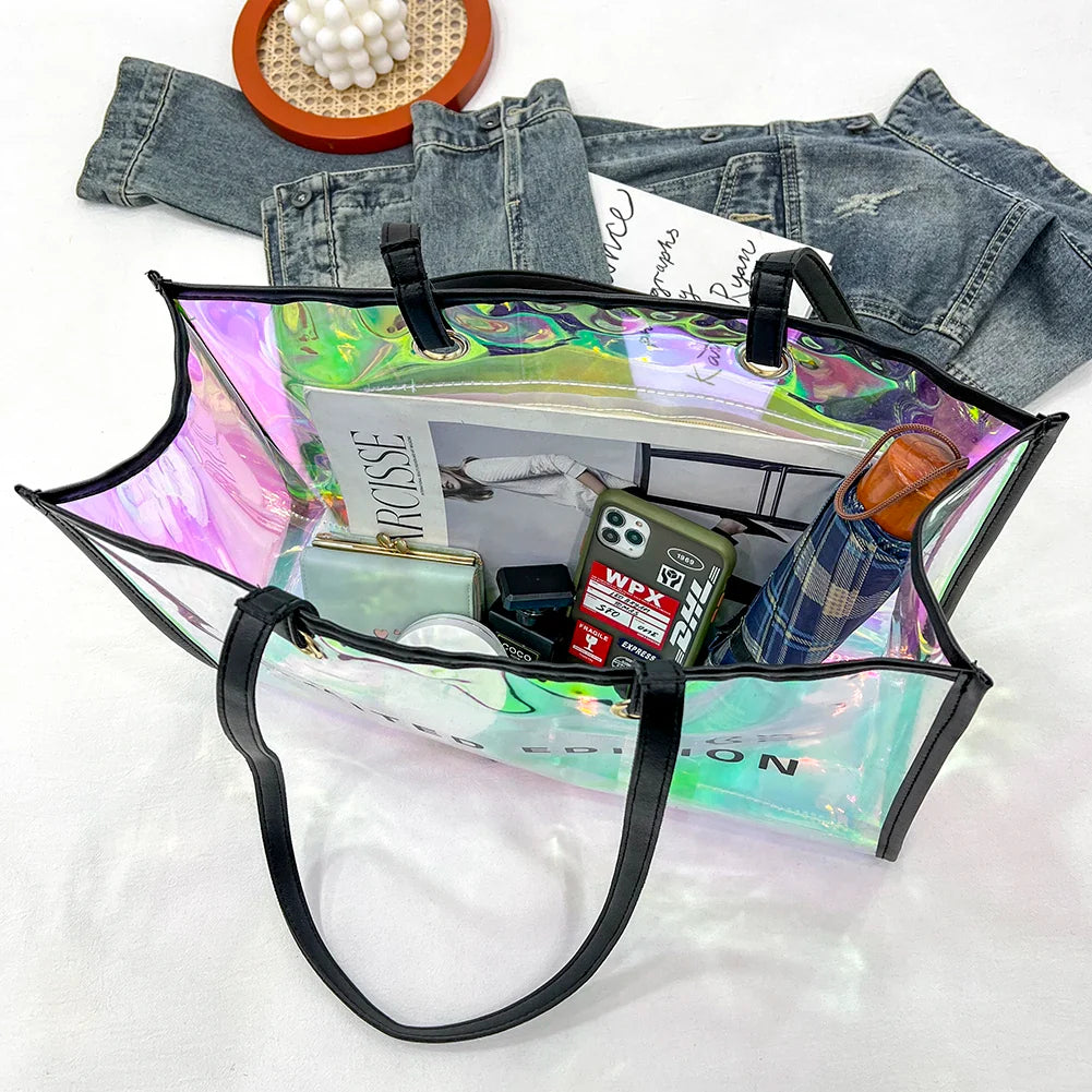 Borsa a mano trasparente in PVC ecologico alla moda