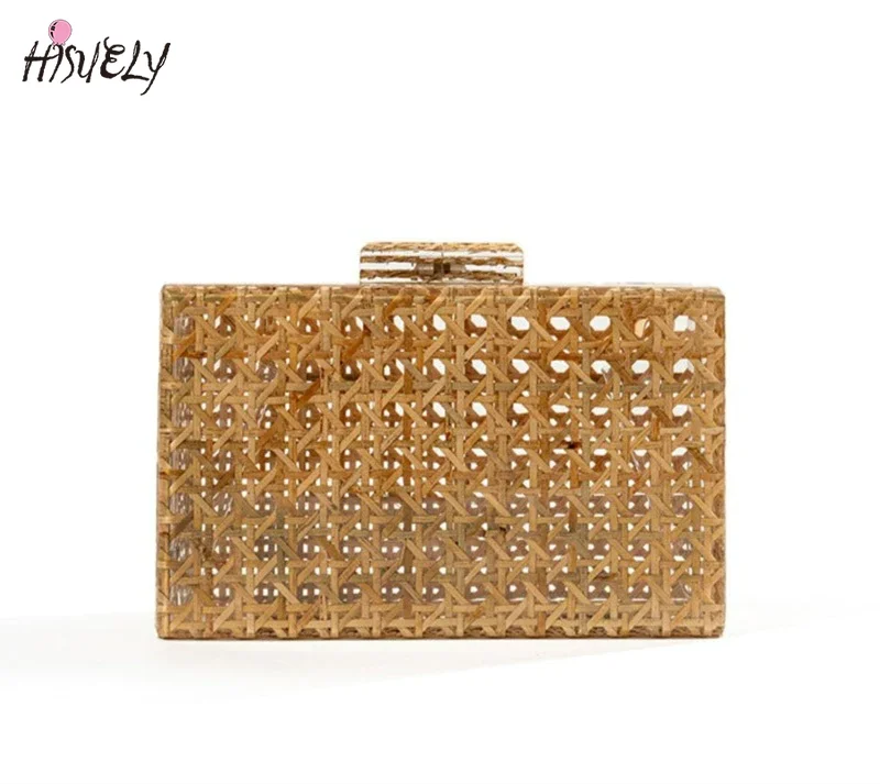 Borsa a tracolla in rattan acrilico