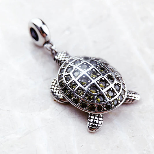 Ciondolo tartaruga verde grande nuovo di zecca gioielli di moda accessori europei argento sterling 925 regalo per donna uomo