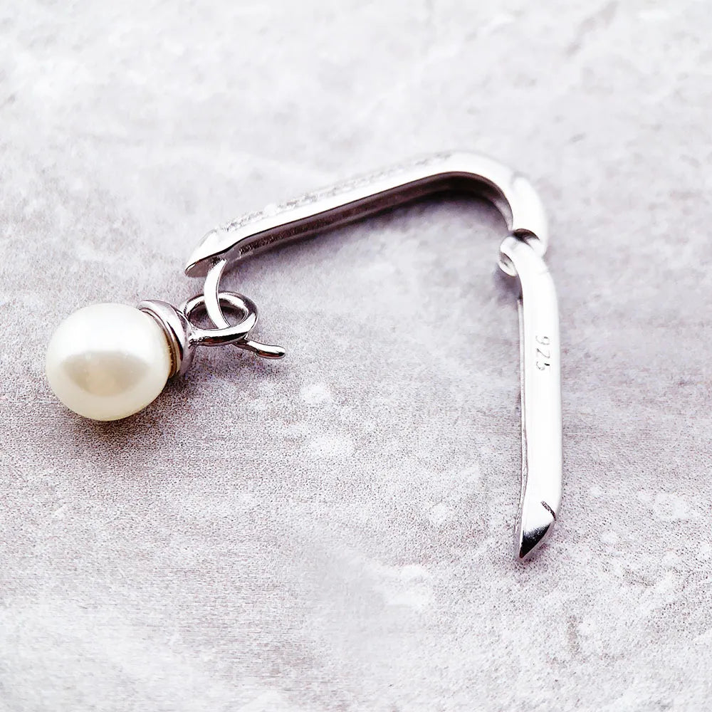 Orecchini a cerchio con maglie e perle, gioielli raffinati e romantici, regalo per donna in argento sterling 925
