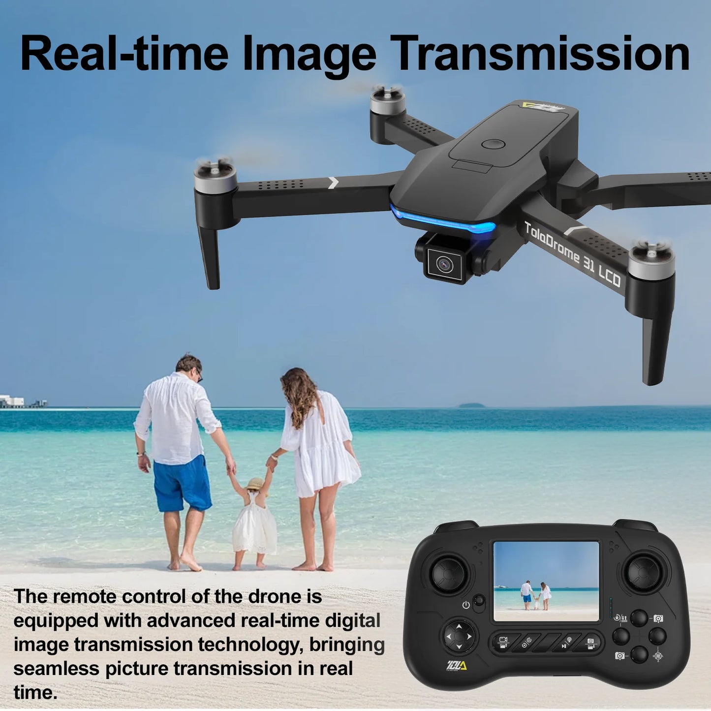 TD31LCD Drone RC Quadcopter with 320*240 LCD Screen Brushless UAV Optical Flow for Adult Beginner  Digital Image Transmission CO