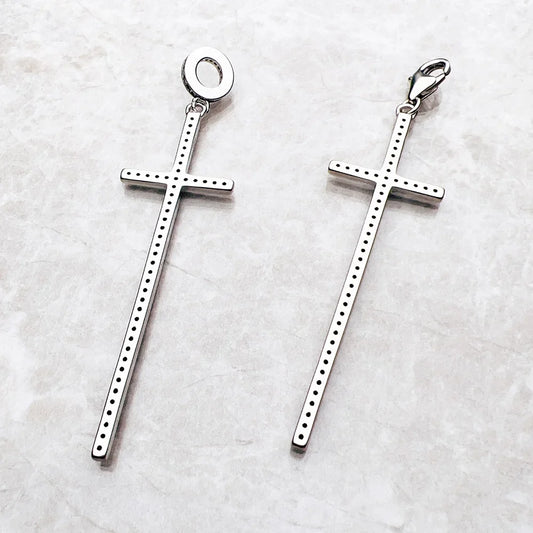 Ciondolo con croce nera, nuovo di zecca, raffinato, da donna e da uomo, in argento sterling 925, regalo vintage di fede.