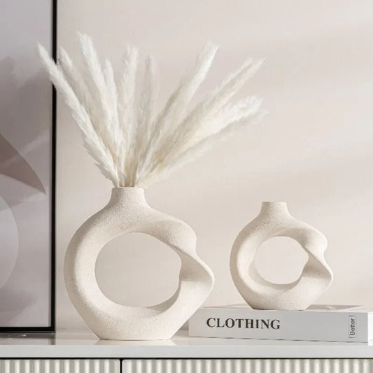 CAPIRON Gedrehte Vase, nordisches Keramik-Blumenarrangement, Pampasgras, Wohnzimmer, Inneneinrichtung, Haus, Heimdekoration, Objekte, Büro