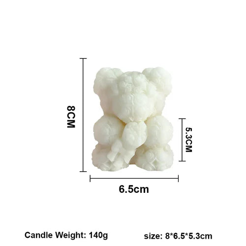 Candele creative per aromaterapia a forma di orso di rose 3D