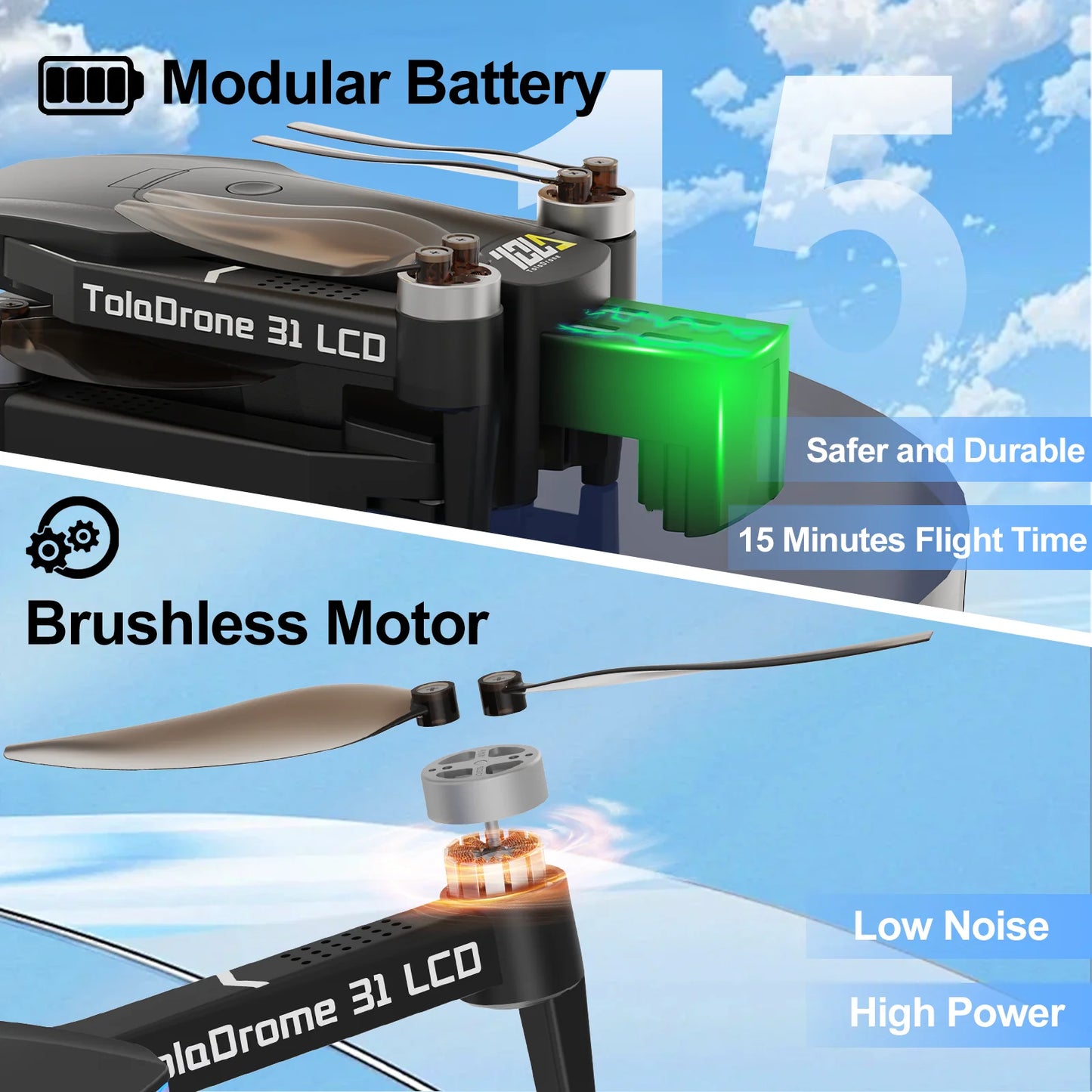 TD31LCD Drone RC Quadcopter with 320*240 LCD Screen Brushless UAV Optical Flow for Adult Beginner  Digital Image Transmission CO