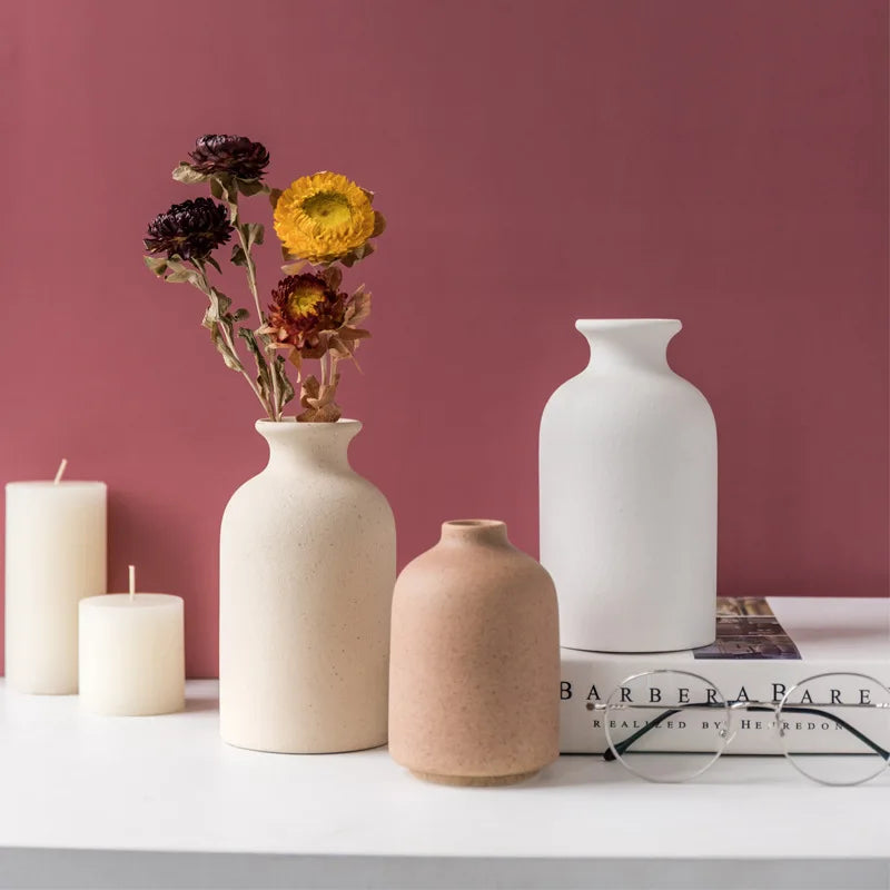 CAPIRON Piccolo vaso da fiori in ceramica, stile nordico, mini, moderno, arte, tavolo, soggiorno, cucina, decorazione, accessori, fiori secchi