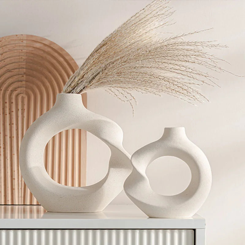 CAPIRON Gedrehte Vase, nordisches Keramik-Blumenarrangement, Pampasgras, Wohnzimmer, Inneneinrichtung, Haus, Heimdekoration, Objekte, Büro