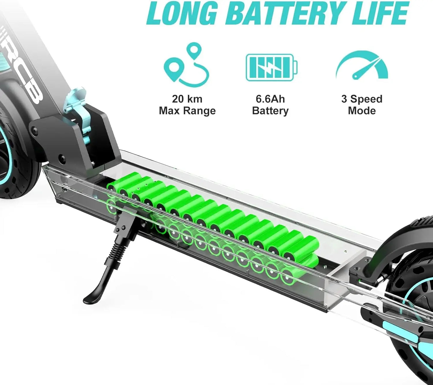 RCB Elektroroller, Ultra-Portable mit APP, Tempomat, 3-Gang-Modus, LCD-Display, Innovatives Faltme