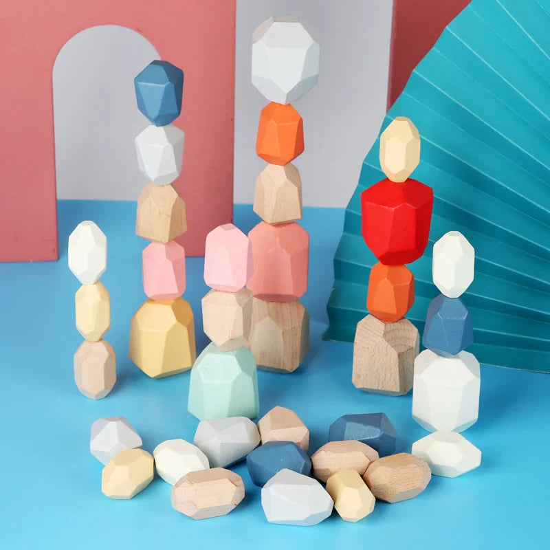 Gioco Montessori per bambini: costruire rocce e blocchi