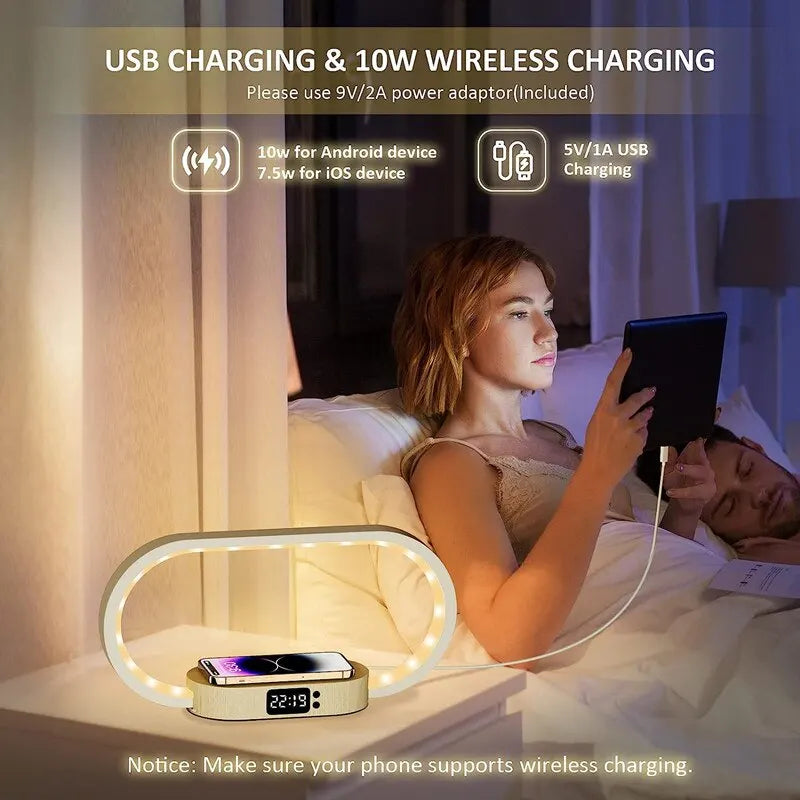 Multifunktions-Senza-fili-Ladegerät Pad Ständer Uhr LED-Lampe
