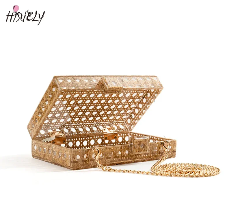 Borsa a tracolla in rattan acrilico