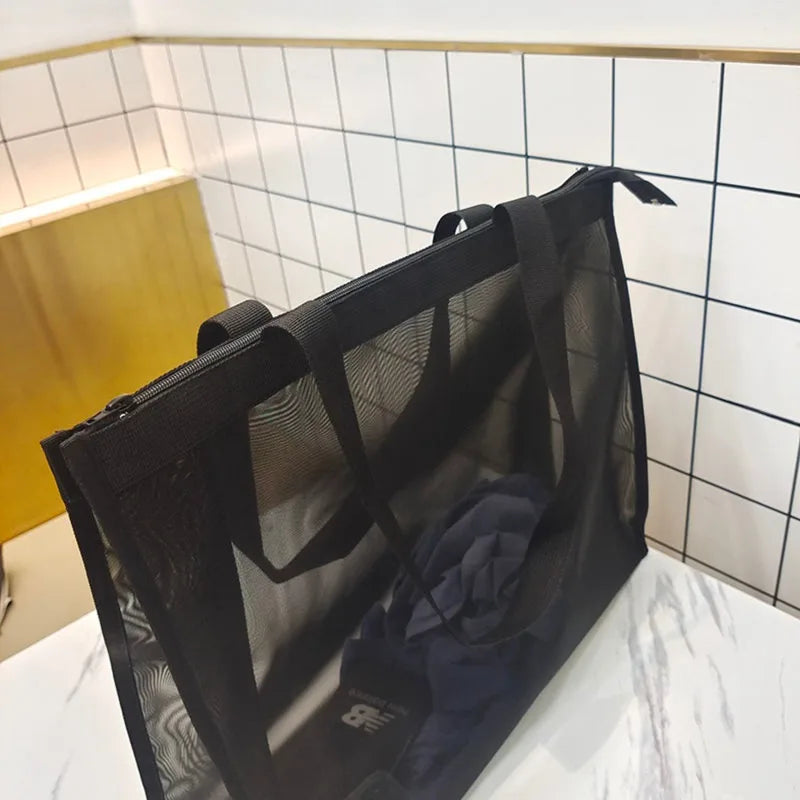 Borsa della spesa in rete di nylon trasparente