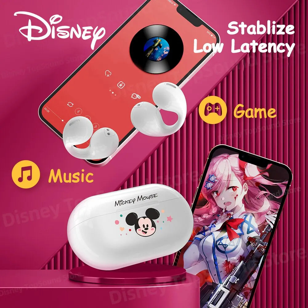 Auricolari Disney D5 Bluetooth 5.3 con clip auricolare, nuovo modello 2024