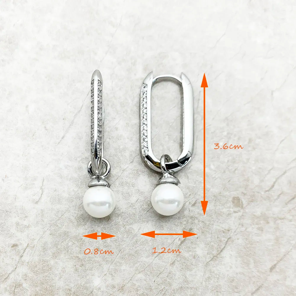 Orecchini a cerchio con maglie e perle, gioielli raffinati e romantici, regalo per donna in argento sterling 925