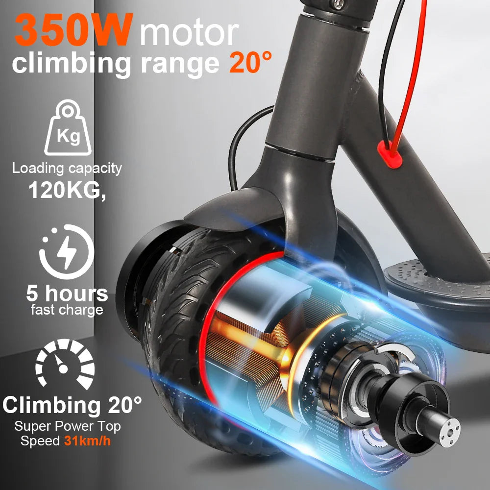 Elektroroller 365TUYA, Höchstgeschwindigkeit 31 km/h, 25 km, Akku 36 V 7,5 Ah, faltbar und tragbar