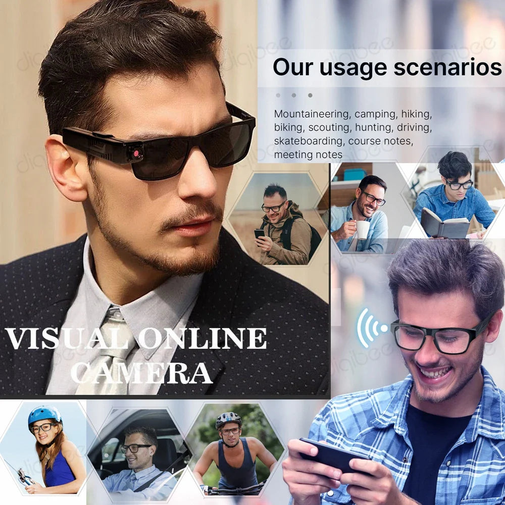 Occhiali indossabili intelligenti senza fili WiFi Telecamera a infrarossi Visione notturna AP/Remote Visualizzazione in tempo reale su APP