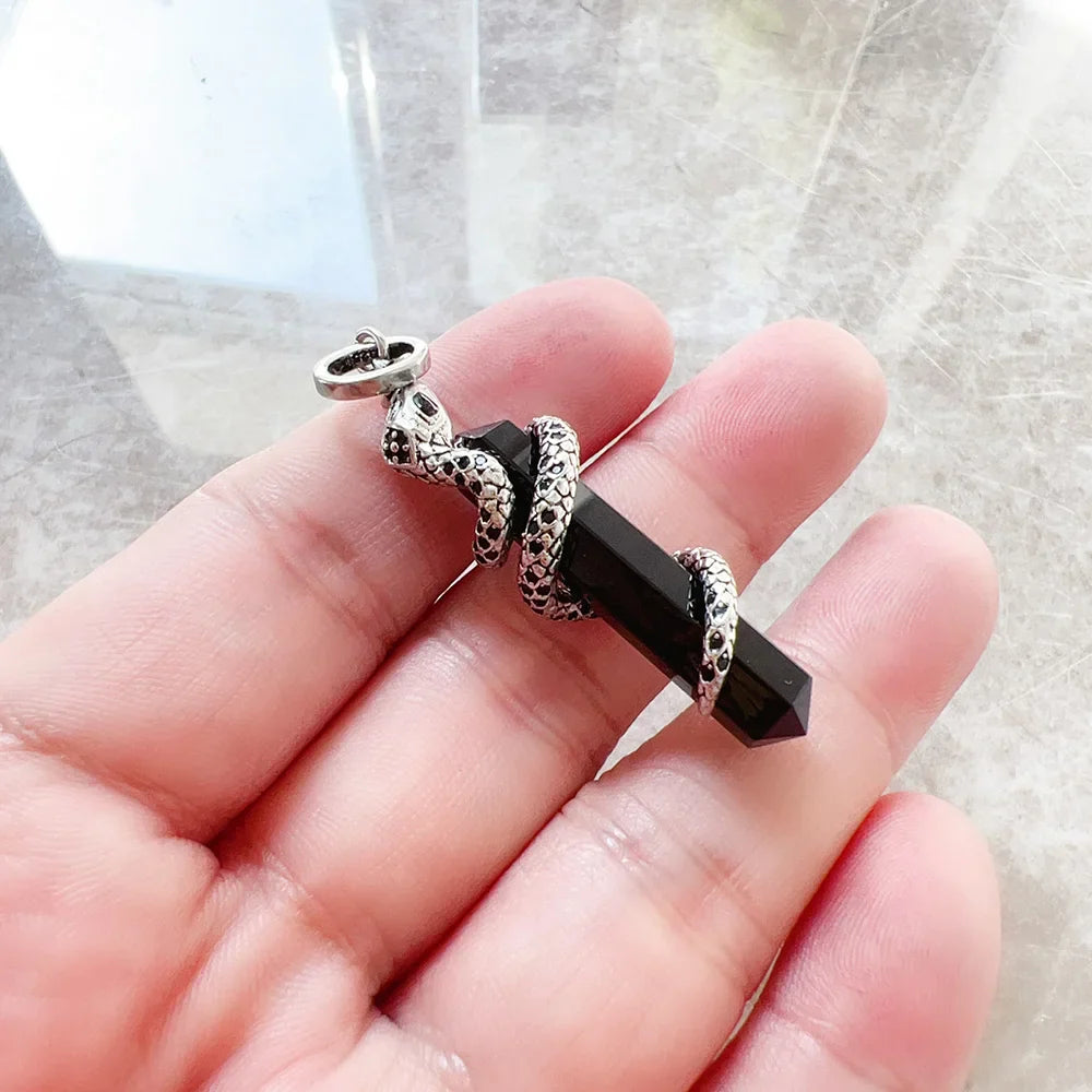 Pendant Snake with Neroened Onyx New Jewelry 925 Sterling Silver Accessories Vintage Gift For Men Women