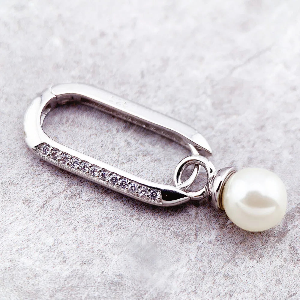 Orecchini a cerchio con maglie e perle, gioielli raffinati e romantici, regalo per donna in argento sterling 925