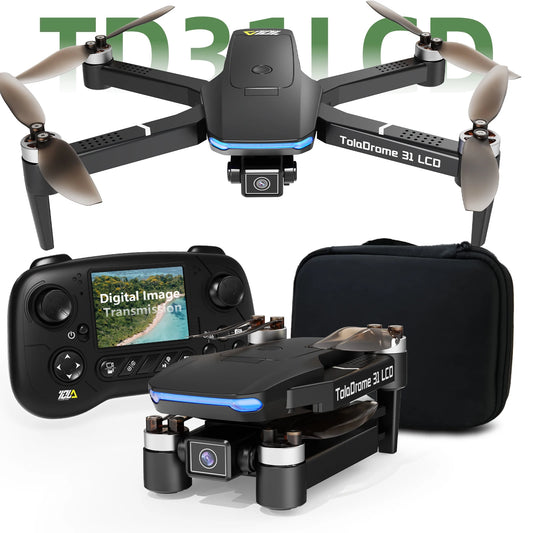 TD31LCD Drohne RC Quadcopter mit 320*240 LCD-Bildschirm Bürstenloser optischer UAV-Fluss für erwachsene Anfänger Digitale Bildübertragung CO