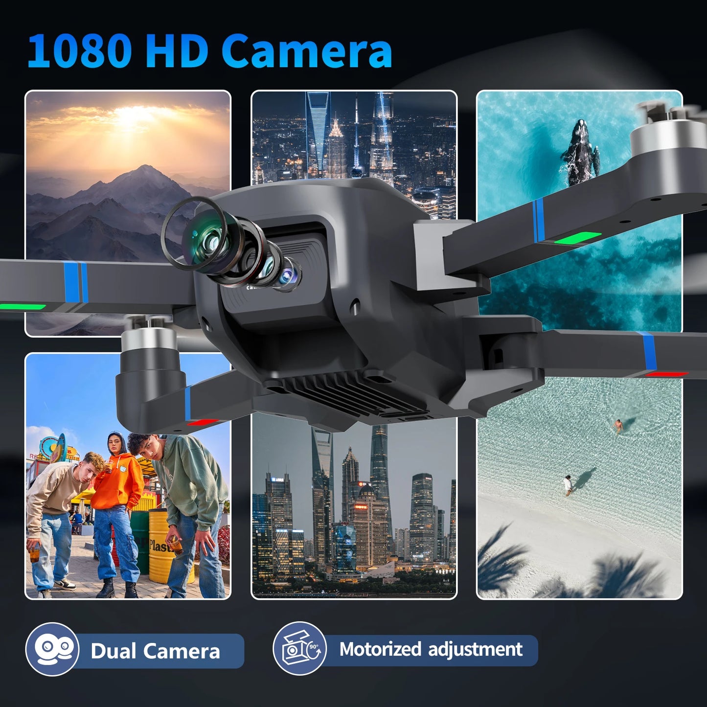 TL16 Brushless Motor Drone with 1080P Camera, FPV Drone for Beginner, Optical Flow Positioning  90° Motorised Adjustable Lens