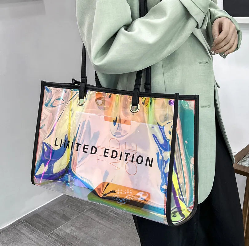 Borsa a mano trasparente in PVC ecologico alla moda