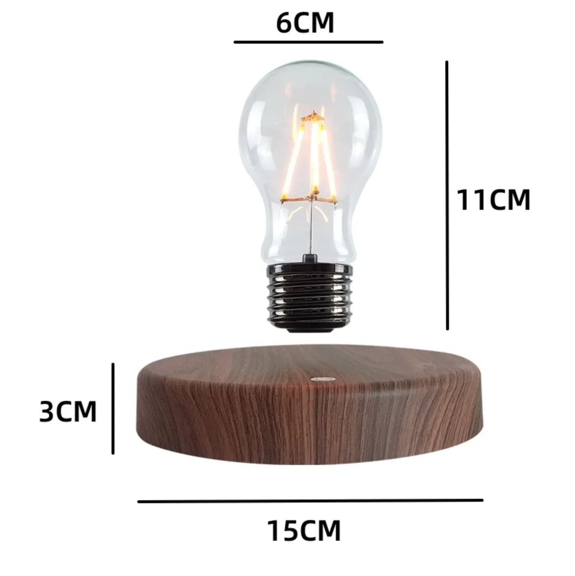 Magnetschwebelampe aus Glas mit LED-Glühbirne
