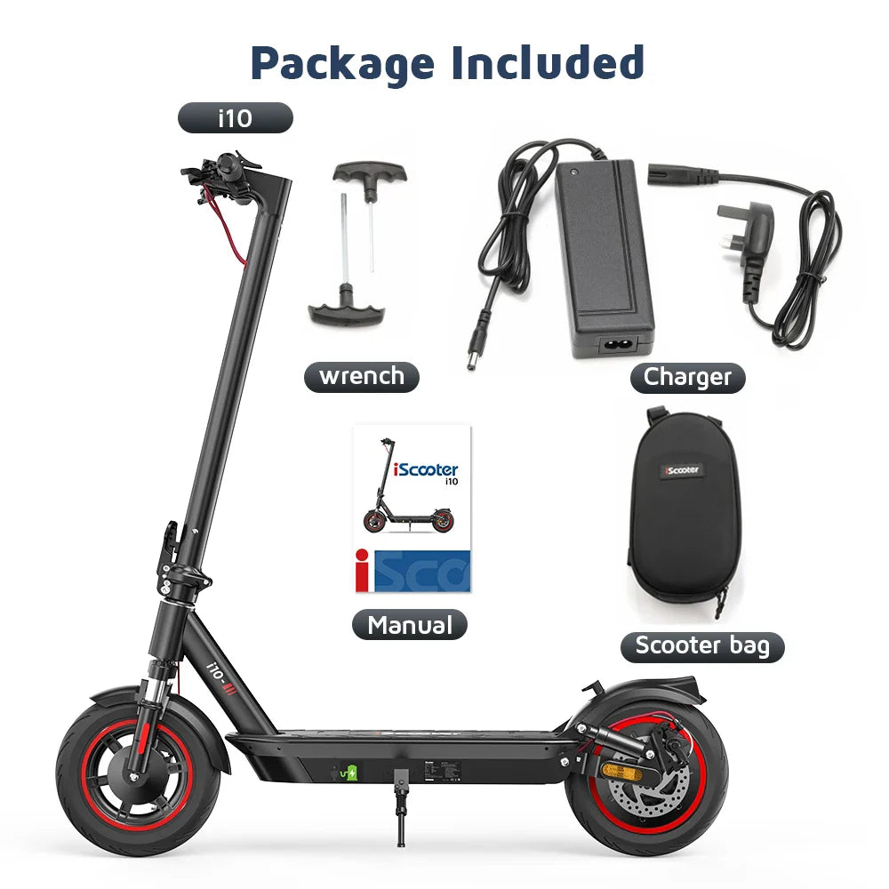 Elektroroller i10 650 W, Akku 15 Ah, Höchstgeschwindigkeit 45 km, Reichweite 40 km/h, Räder 10 Zoll, faltbar und tragbar mit Smart-App
