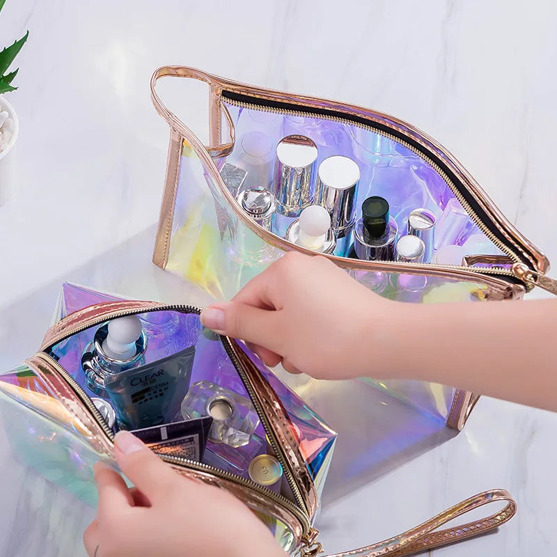 Borsa portatile trasparente per il trucco