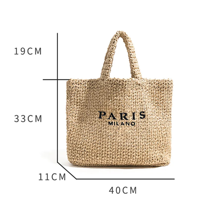 Borsa tote grande in paglia alla moda