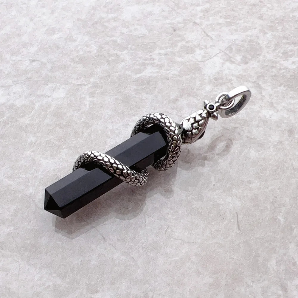 Pendant Snake with Neroened Onyx New Jewelry 925 Sterling Silver Accessories Vintage Gift For Men Women