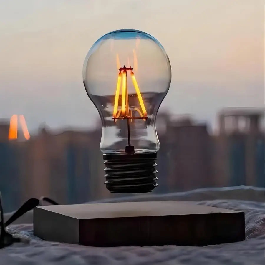 Magnetschwebelampe aus Glas mit LED-Glühbirne